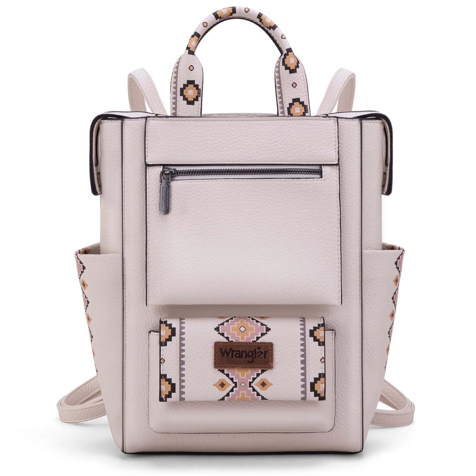 Wrangler Aztec Women Backpack Purse Convertible Fashion Ladies Anti Theft with Adjustable Strap, Beige