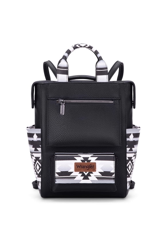 Wrangler Aztec Women Backpack Purse Convertible Fashion Ladies Anti Theft with Adjustable Strap, Black