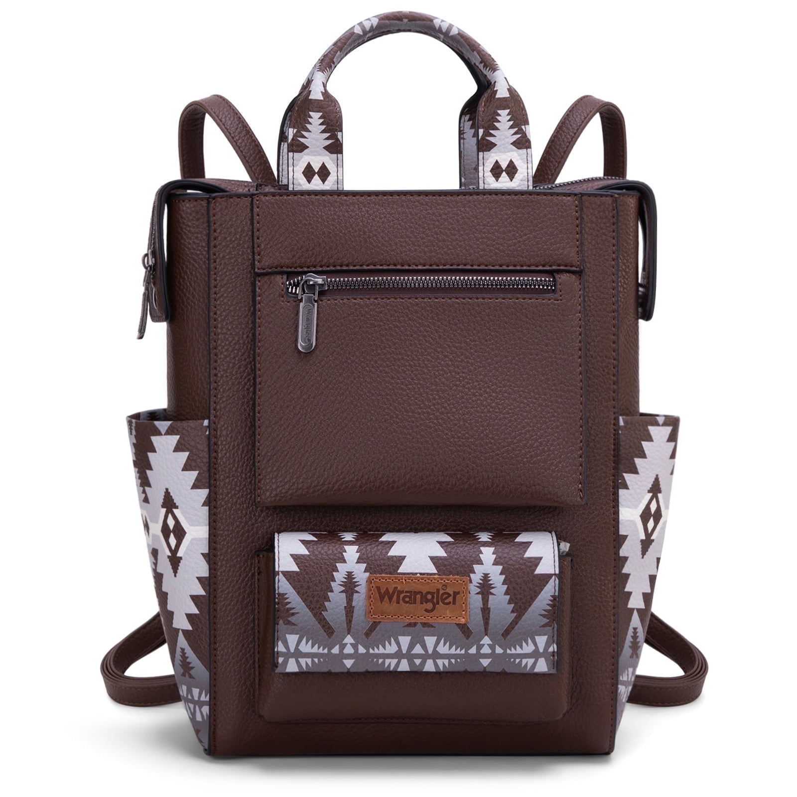 Wrangler Aztec Women Backpack Purse Convertible Fashion Ladies Anti Theft with Adjustable Strap, Dark Coffee