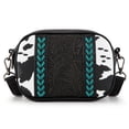 thumbnail image 1 of Montana West Cow Print Crossbody Bag for Women Western Tooled Design with Built in Card Holder, Stylish and Functional Purse, Black, 1 of 7