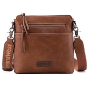 Crossbody Bag for Women Multi Pocket Cross Body Bag Purses with Guitar Strap, Brown