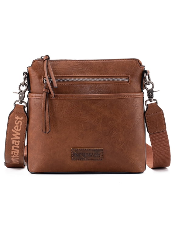 Crossbody Bag for Women Multi Pocket Cross Body Bag Purses with Guitar Strap, Brown