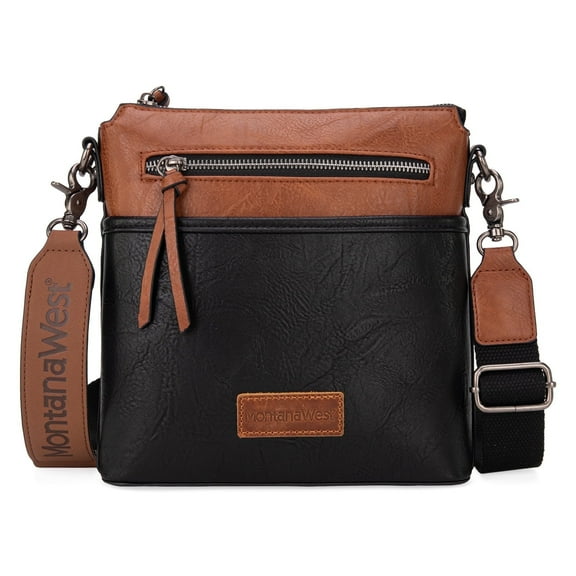 Montana West Crossbody Bag for Women Multi Pocket Cross Body Bag Purses with Guitar Strap, A-Black