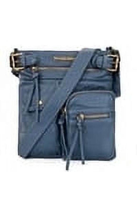 Crossbody Bag for Women Soft Washed Leather Multi Pocket Shoulder Purses, Blue