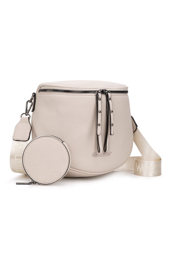 Crossbody Bags Bum Bag for Women Large Sling Bag with Adjustable Strap and Coin Purse, Beige