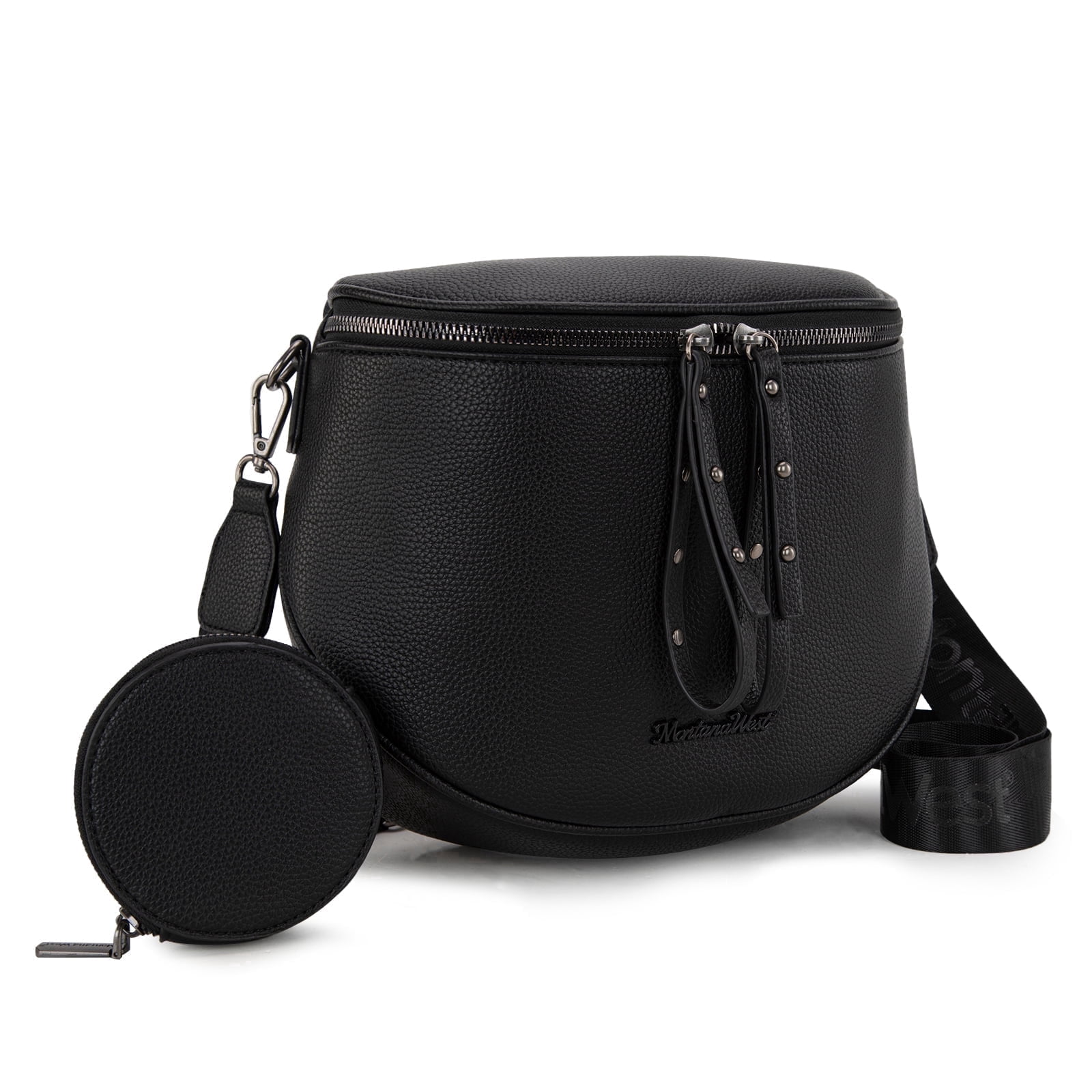 Montana West Crossbody Bags Bum Bag for Women Large Sling Bag with Adjustable Strap and Coin Purse, Black