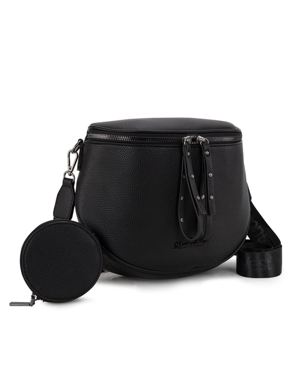 Crossbody Bags Bum Bag for Women Large Sling Bag with Adjustable Strap and Coin Purse, Black
