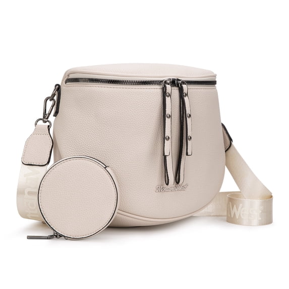 Montana West Crossbody Bags Bum Bag for Women Large Sling Bag with Adjustable Strap and Coin Purse, Beige