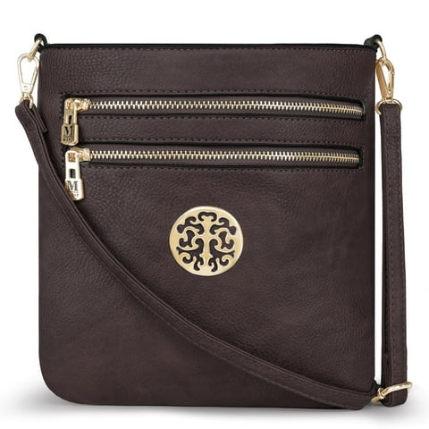 Crossbody Bags for Women Multi Pocket Cross Body Bag Purses with Adjustable Strap, Coffee