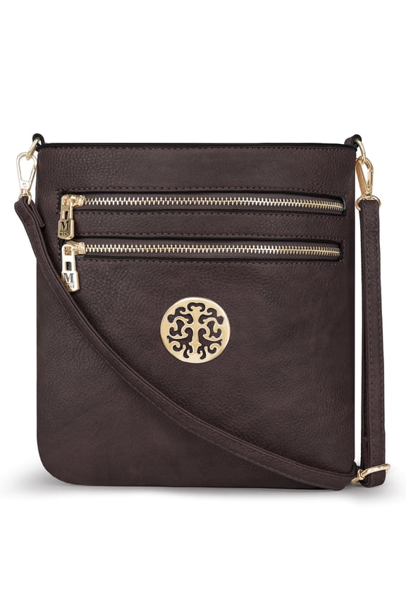 Crossbody Bags for Women Multi Pocket Cross Body Bag Purses with Adjustable Strap, Coffee