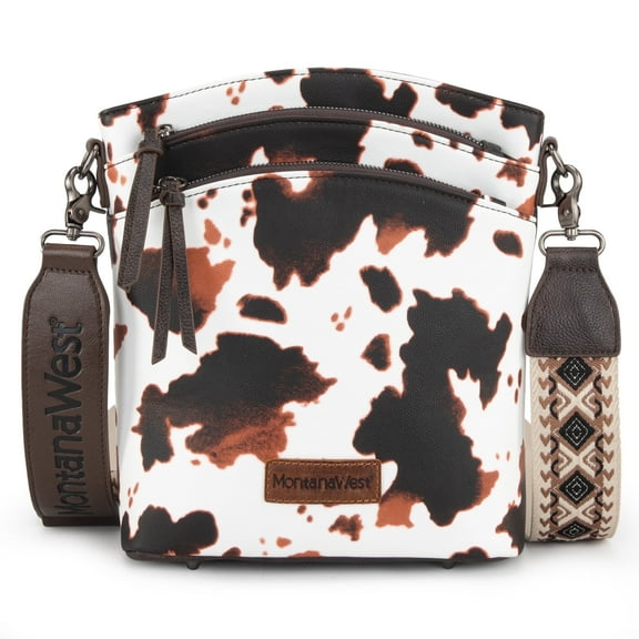 Montana West Multi Zip Pocket Large Crossbody Bag With Guitar Strap, Classic COW