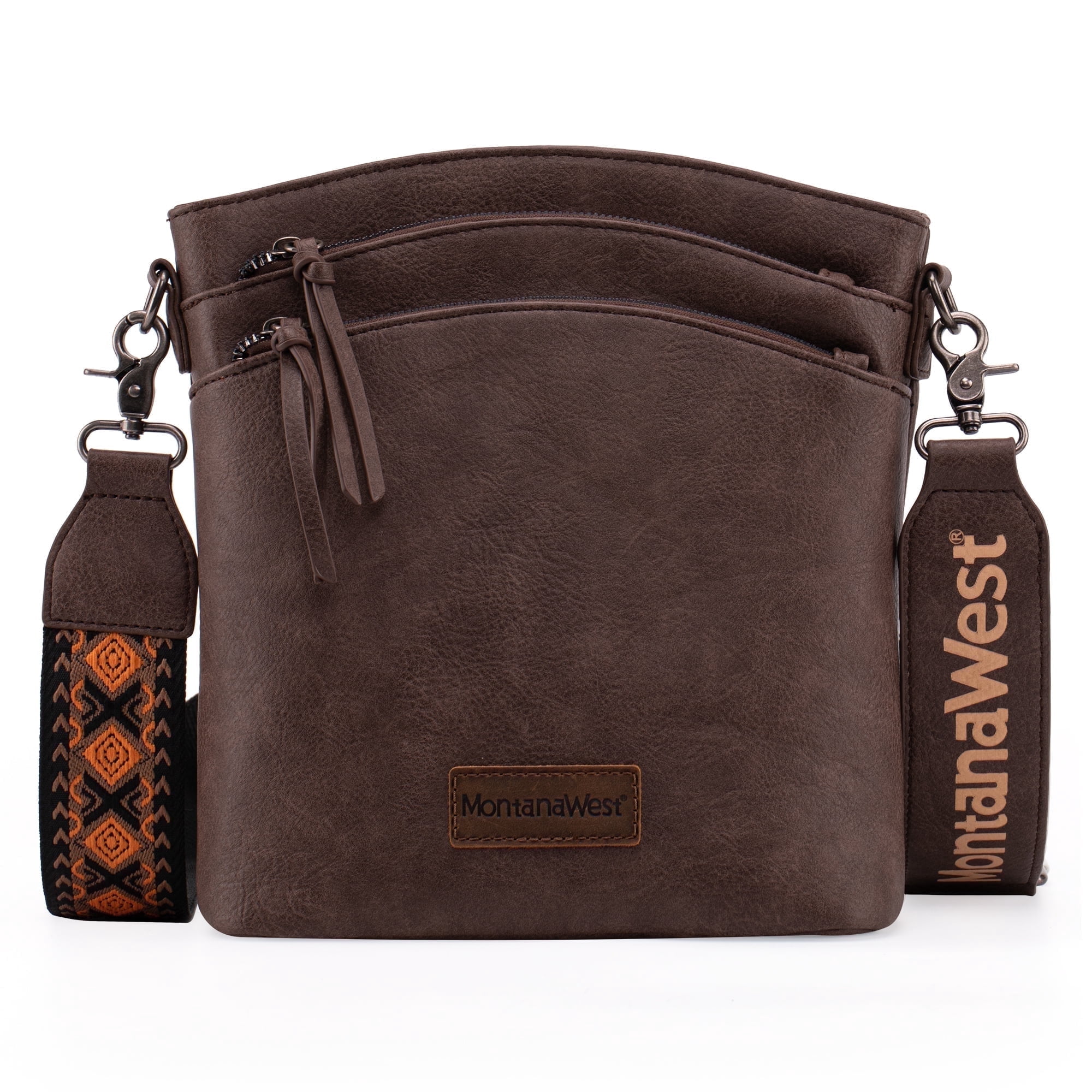 Montana West Crossbody Purses and Handbags for Women Double Compartments Cross Body Bag with Adjustable Strap, Coffee