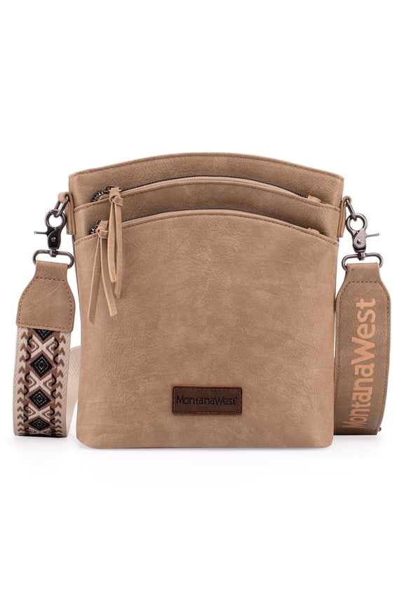 Crossbody Purses and Handbags for Women Double Compartments Cross Body Bag with Adjustable Strap, Khaki