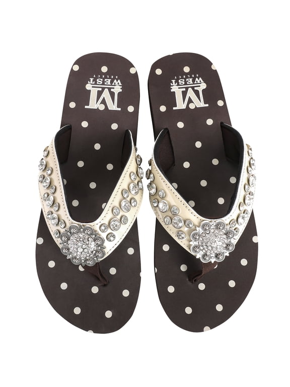 Flip Flops for women Casual Wedge Rhinestone Comfortable Thong Sandals Womens' Summer Beach Sandals
