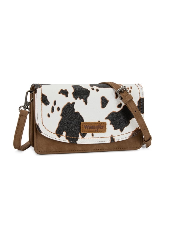 Wrangler Crossbody Bag for Women Small Wallet Purse RFID Blocking Clutch Phone Purse, Cow-Brown