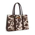 thumbnail image 1 of Wrangler Laptop Tote Bag for Women 15.6 Inch Computer Bag for Work Large Double Compartment Purse and Handbag,Cow Print Coffee, 1 of 6