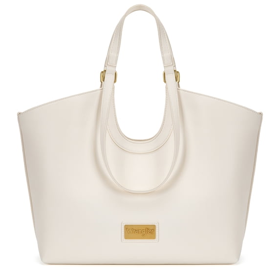 Wrangler Tote Bag for Women Vegan Leather Large Shoulder Purse, Beige