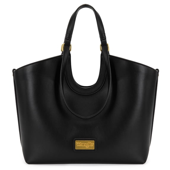 Wrangler Tote Bag for Women Vegan Leather Large Shoulder Purse, Black