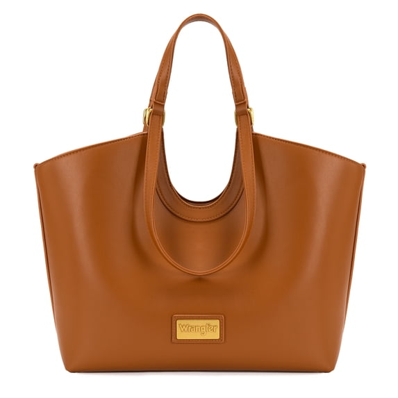 Wrangler Tote Bag for Women Vegan Leather Large Shoulder Purse, Brown