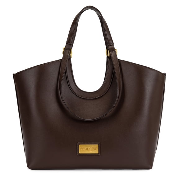 Wrangler Tote Bag for Women Vegan Leather Large Shoulder Purse, Coffee
