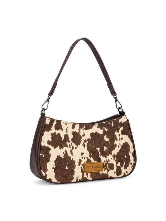 Wrangler Hobo Purse for Women Shoulder Purses Bag with Detachable Strap, Cow-Coffee