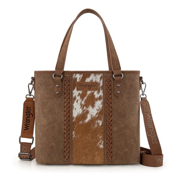 Wrangler Weatern Tote Bag for Women Medium Sized Aztec Handbags with Crossbody Strap, Horsehair-Brown