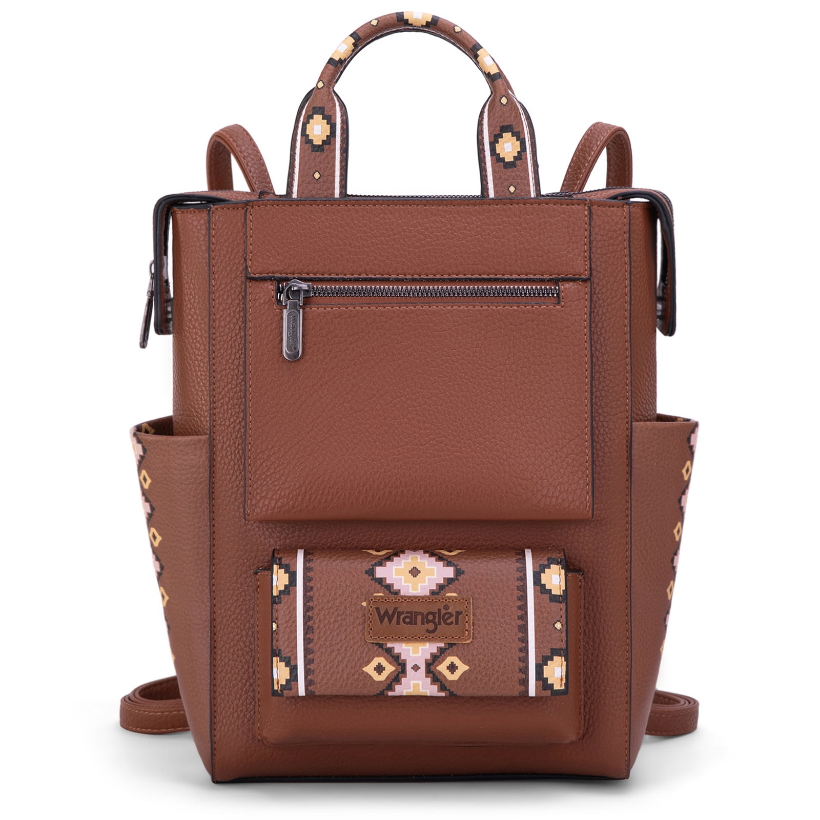 Wrangler Aztec Women Backpack Purse Convertible Fashion Ladies Anti Theft with Adjustable Strap, Dark Brown
