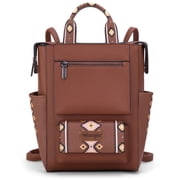 Wrangler Aztec Women Backpack Purse Convertible Fashion Ladies Anti Theft with Adjustable Strap, Dark Brown