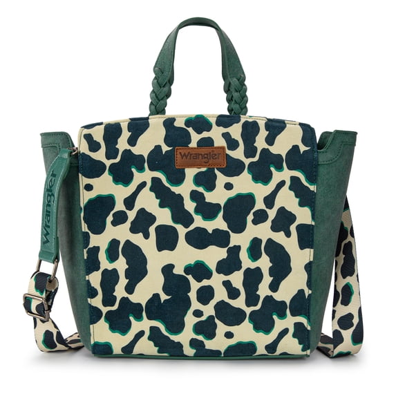 Wrangler Women's Animal Print Crossbody Bag Versatile Top-Handle Shoulder Bag for Everyday Travel & Casual Use, Brown, Turquoise