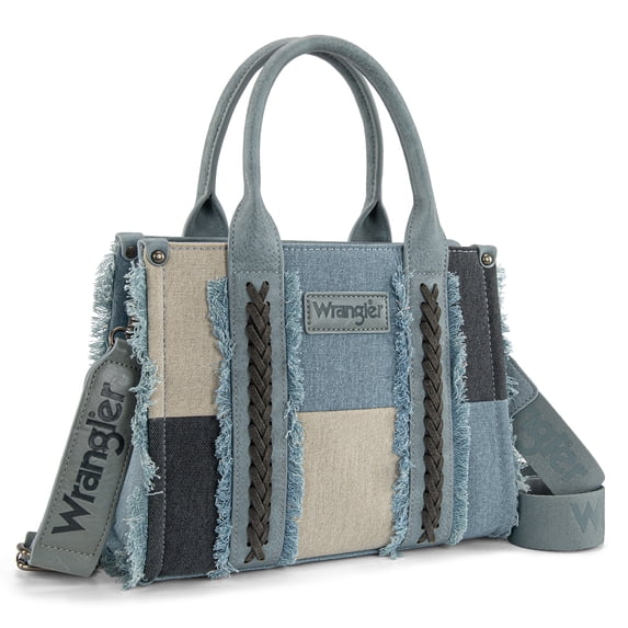 Wrangler Womens Canvas Woven Tote Bag Top Handle Boho Shoulder Bags With Strap, Jean
