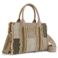 thumbnail image 1 of Wrangler Womens Canvas Woven Tote Bag Top Handle Boho Shoulder Bags With Strap, Tan, 1 of 7