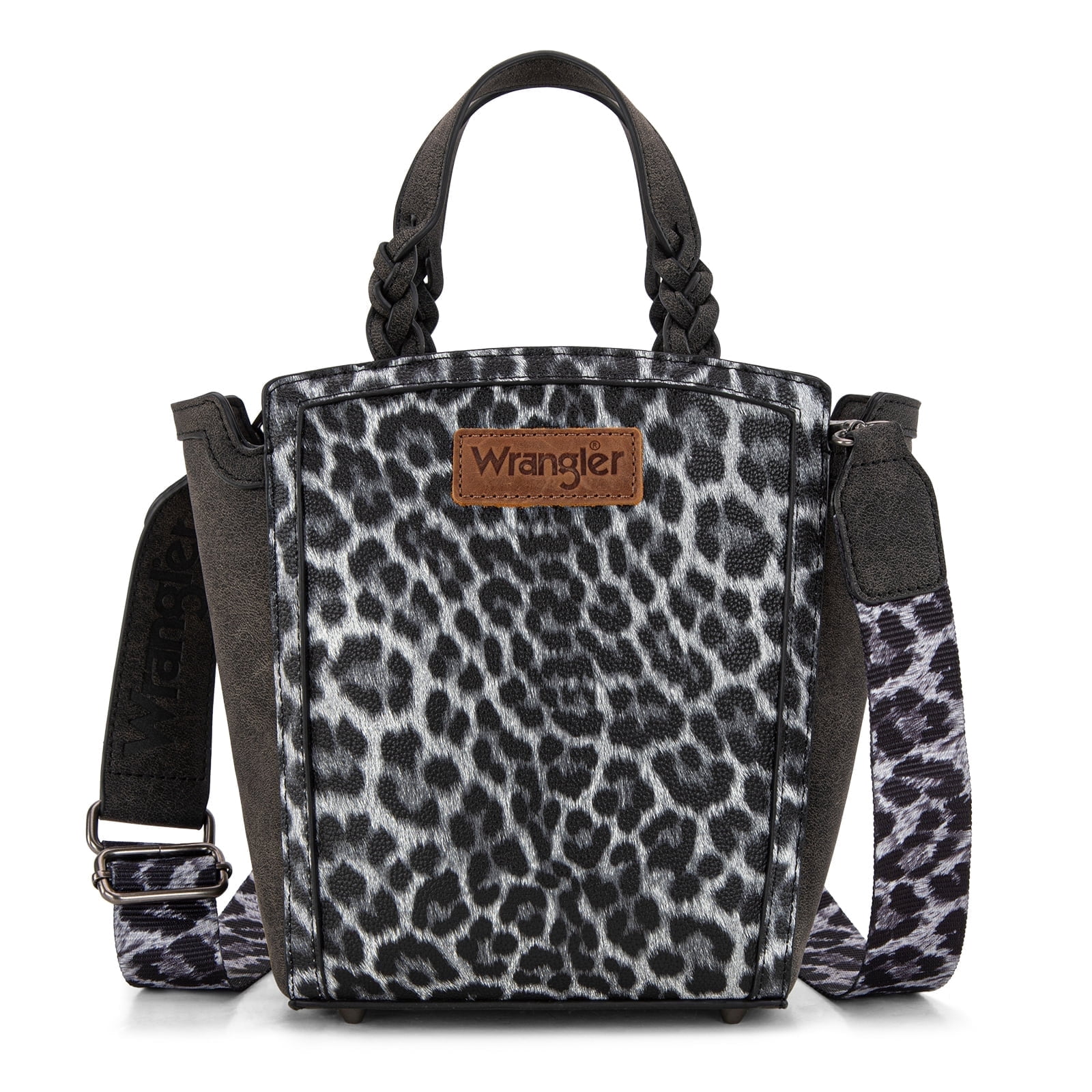 Wrangler Purse for Women Animal Print Crossbody Bags Top-Handle Shoulder Bag Leopard Print Handbag for Everyday Casual Use, Black