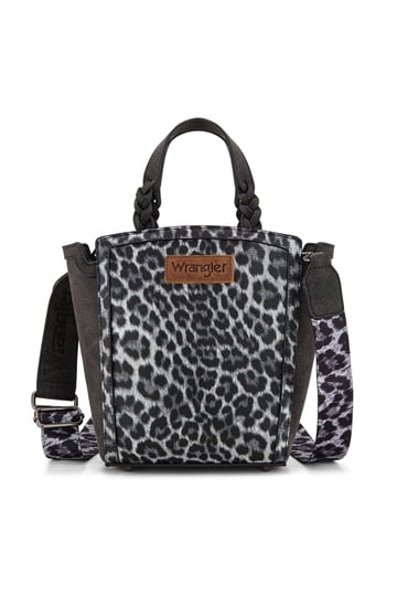 Leopard Print Women\'s Convertible Backpack Tote - Black & Gray Wrangler Convertible Leather Backpack - Montana West  main image 2