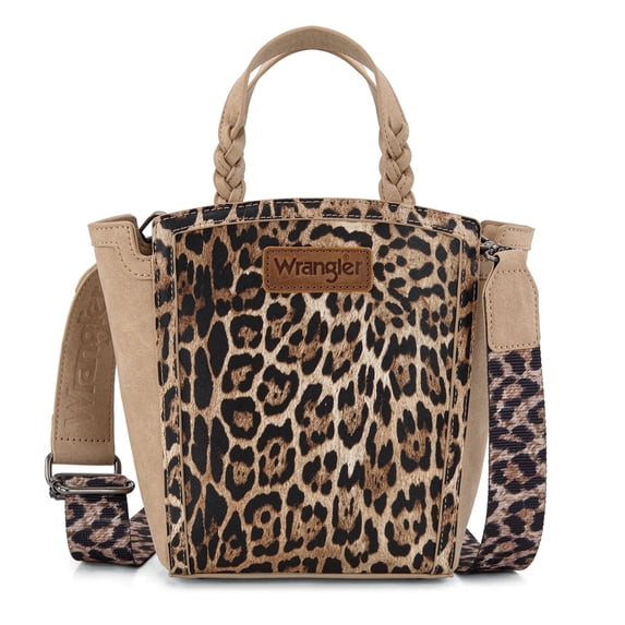 Wrangler Purse for Women Animal Print Crossbody Bags Top-Handle Shoulder Bag Leopard Print Handbag for Everyday Casual Use, Tan