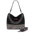 thumbnail image 1 of Wrangler Hobo Bags for Women Vegan Leather Top Handle Shoulder Purses and Handbags, Leopard Black, 1 of 8