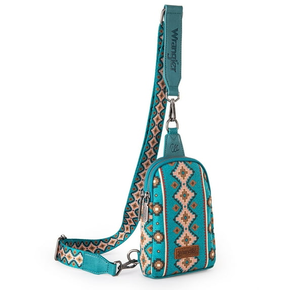 Wrangler Crossbody Sling Bags for Women Cross Body Purse with Detachable Strap, Drak Turquoise