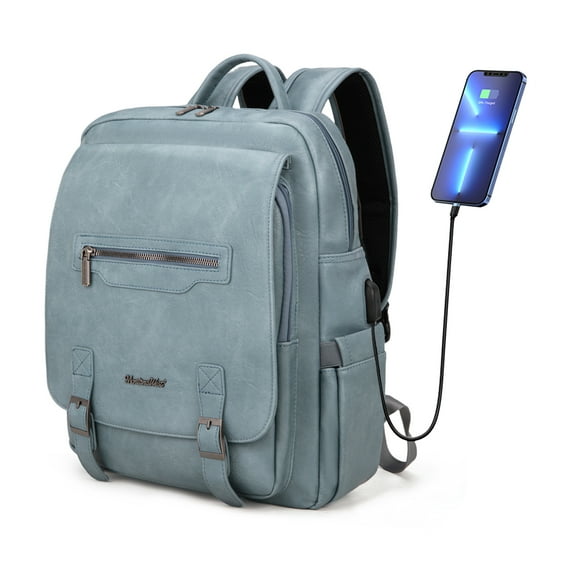 Montana West 15.6 Inch Laptop Backpack Purse for Women Men Unisex Vintage Backpack Casual Daypack for Travel Work with USB Charging Port, Jean