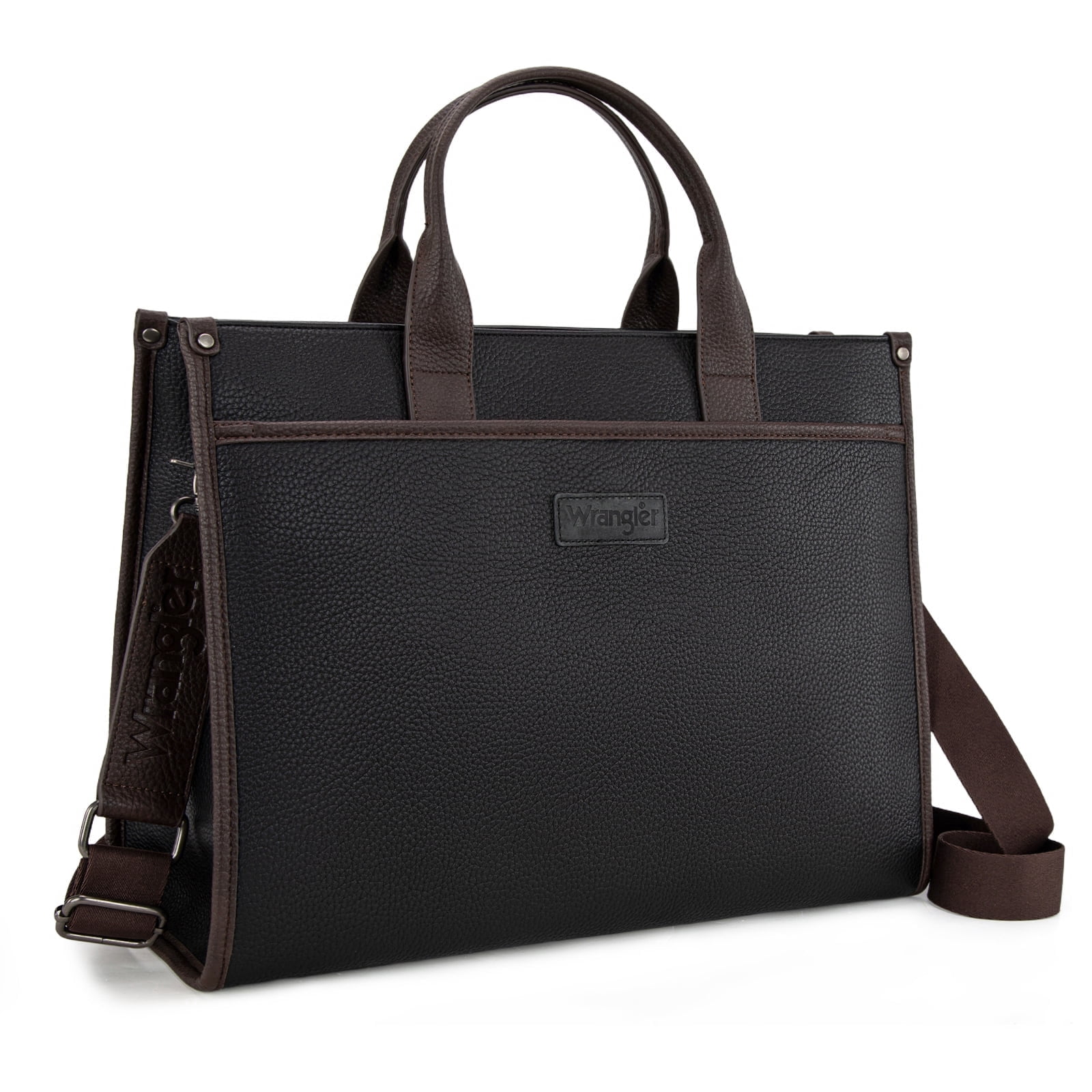 Wrangler Laptop Bag for Women 15.6 Inch Vintage Work Messenger Bag for Business Briefcase Handbag with Adjustable Shoulder Strap, Black