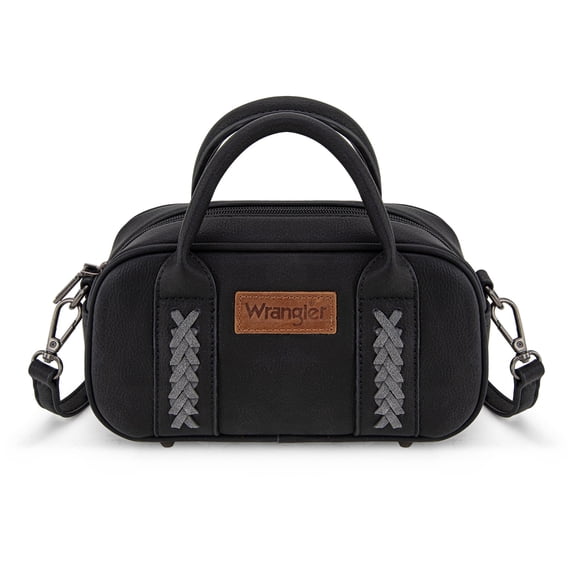Wrangler Barrel Bag Retro Top Handle Bags with Crossbody Strap Boston Satchel Purse and Handbag Women, Black