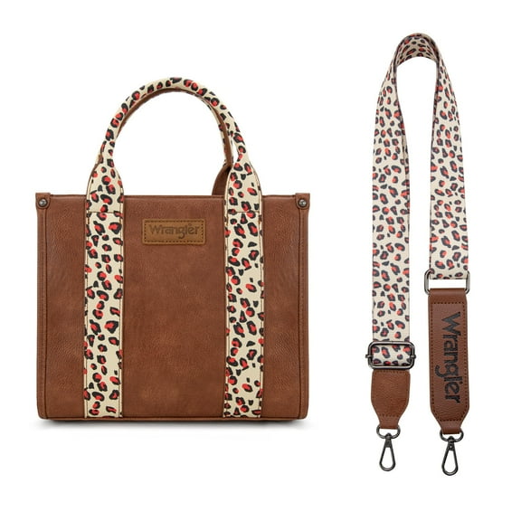 Wrangler Aztec Tote Bag for Women Boho Shoulder Purse, Leopard-red