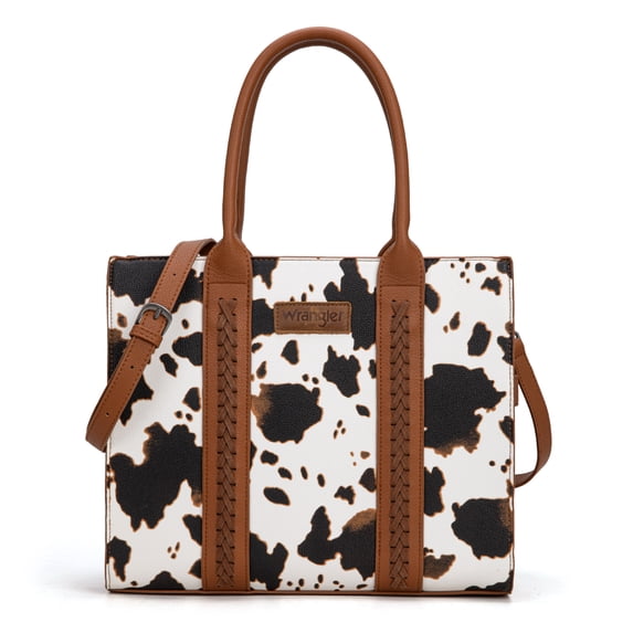 Wrangler Purses for Women Large Work Tote Bags with Strap Vintage Top-Handle Handbags, Cow-Brownk
