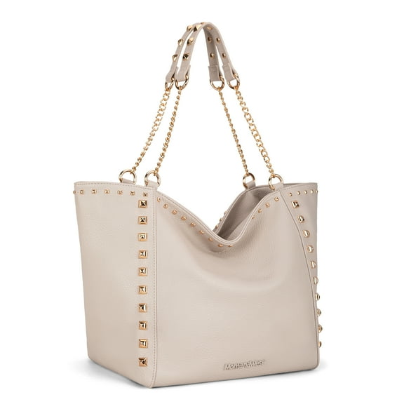 Montana West Large Tote Bag for Women Oversized Shoulder Purses with Chain Handbags, White