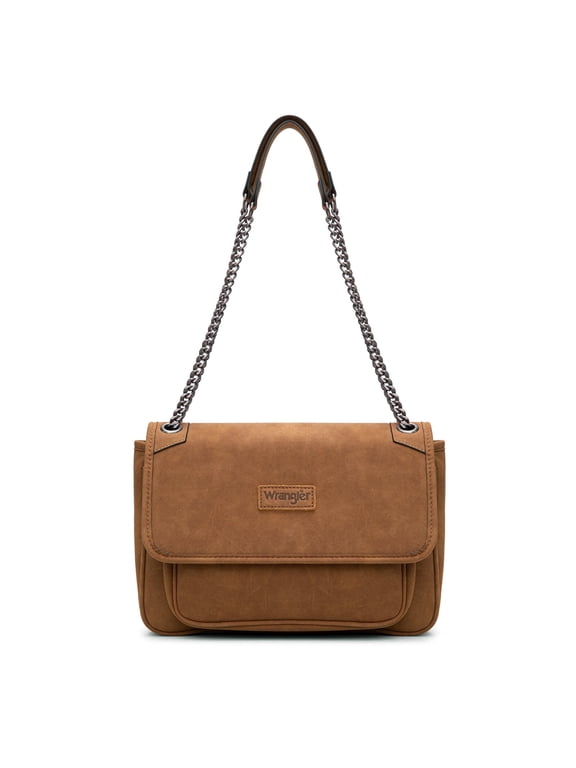 Wrangler Shoulder Bag for Women Retro Purses and Handbags Crossbody Bags with Chain Strap, Brown
