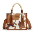 thumbnail image 1 of Wrangler Tote Bag Cow Print Western Satchel Bags for Women with Braided Rope Handle, Brown, 1 of 7