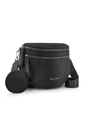 Large Crossbody Bags for Women Bum Bag Sling Purse with Adjustable Strap, Black