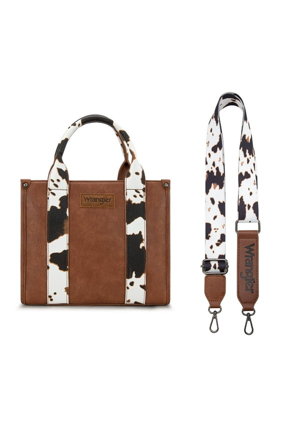 Wrangler Aztec Tote Bag for Women Boho Shoulder Purse, Cow-Brown
