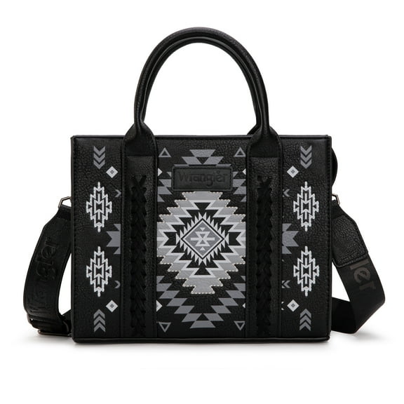 Wrangler Aztec Tote Bag for Women Boho Satchel Purses and Handbags, Black