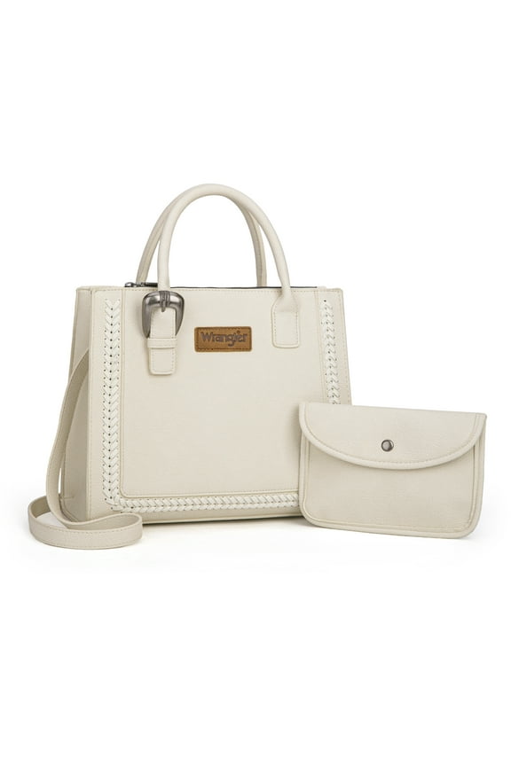 Wrangler Tote Bag for Women Western Cowhide Purse and Wallet Set, Beige