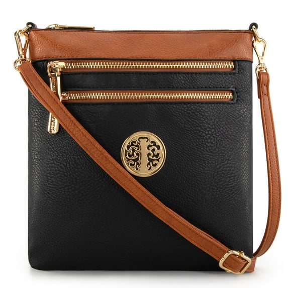 Montana West Crossbody Bags for Women Multi Pocket Cross Body Bag Purses with Adjustable Strap, Splicing Contrast Black