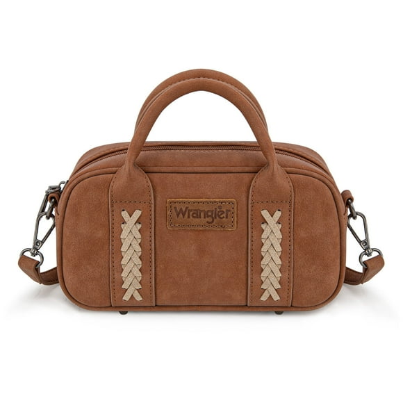 Wrangler Barrel Bag Retro Top Handle Bags with Crossbody Strap Boston Satchel Purse and Handbag Women, Brown